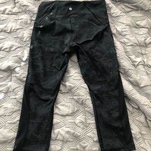 Lululemon Train Times crop leggings- black camo